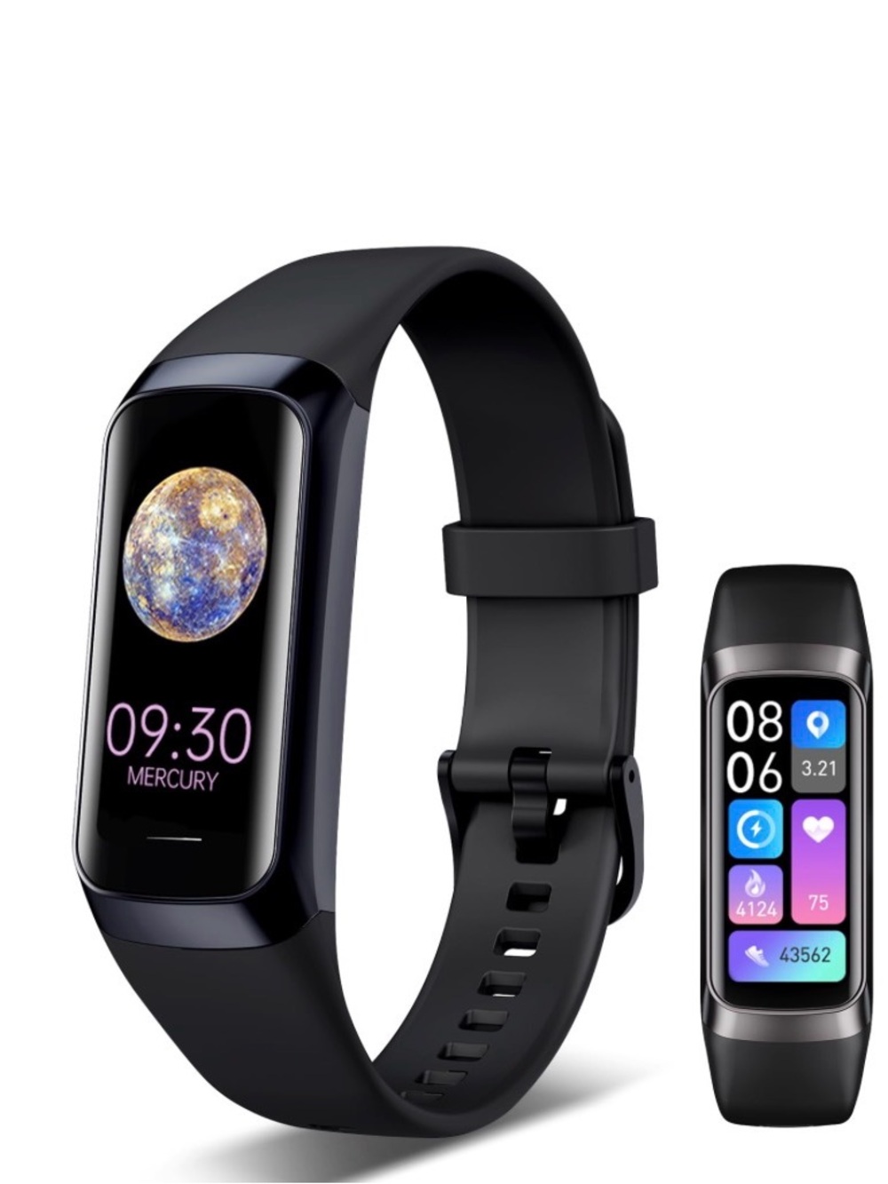 Black Fitness Smart Band with Color Touch Display